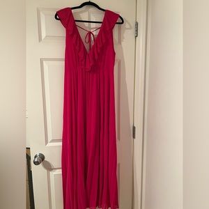 ZARA Pink Pleated Long Maxi Dress